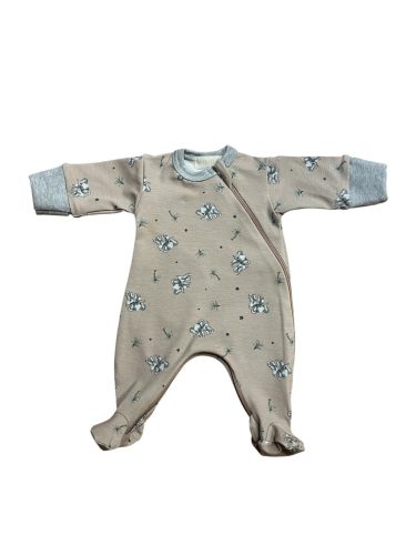 Wikids pamut hosszú ujjú rugi #56 mogyi-szürke elefántos pálmafás