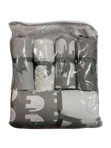 Wikids 5 részes járókabetét #100x100 vászon szürke-fehér elefántos