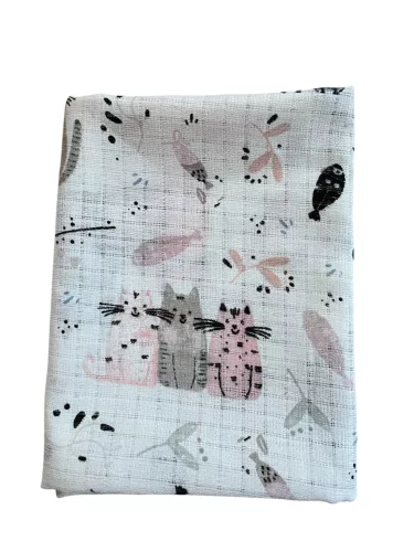  Wikids Takaró pelenka anyagú 80x90 mályva-bézs cicás