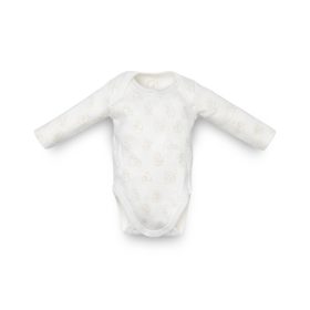   Kenguru Gold Body pamut hosszúujjú békanyakú #50-56 #Ekrü állatmintás #1433