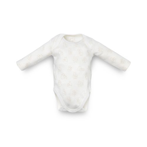 Kenguru Gold Body pamut hosszúujjú békanyakú #50-56 #Ekrü állatmintás #1433