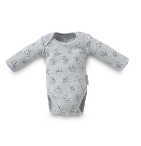 Kenguru Gold Body pamut békanyakú #56-62 #Melange szürke állatos #2374