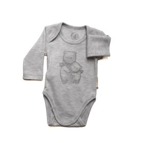   Kenguru Gold pamut békanyakú Body #56-62 #Melange szürke Macis #2383