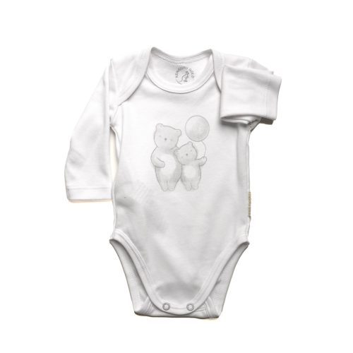 Kenguru Gold pamut békanyakú Body #56-62 #Fehér lufis maci #2393