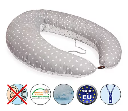 Scamp szoptatóspárna #formázott gombosvégű #Little Heart White Grey #SZPG002