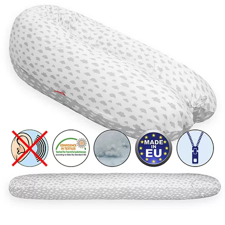 Scamp Szoptatós párna univerzális #Little Clouds Gray White #SZPE220