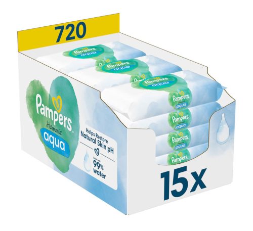Pampers Nedves törlőkendő Harmonie Aqua Plastic Free #15x48db #10BW010096