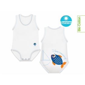   J Bimbi Body biopamut #0-36 hó #Summer Sealife Blue Fish #10868
