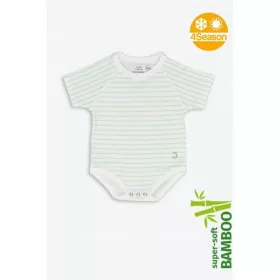   J Bimbi Body biopamut #0-36 hó #4 Seasons csíkos aqua zöld #12044