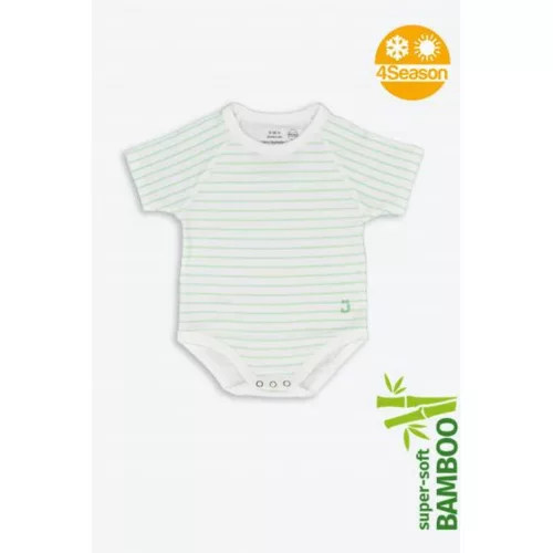J Bimbi Body biopamut #0-36 hó #4 Seasons csíkos aqua zöld #12044