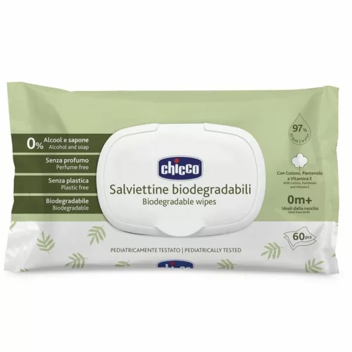 Chicco Törlőkendő illatmentes 60 db-os #CH0120507 zöld