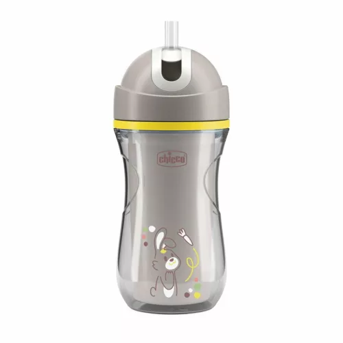Chicco Sport Cup duplafalú szívószálas kulacs 266ml Szürke #ch00699135