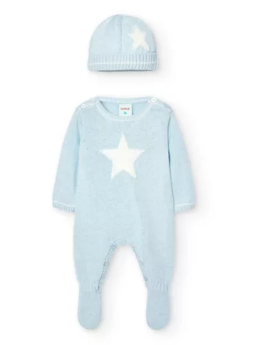 Boboli kötött Rugi sapkával #3 hó #62cm #Sky Blue #747086-2000 KIFUTÓ