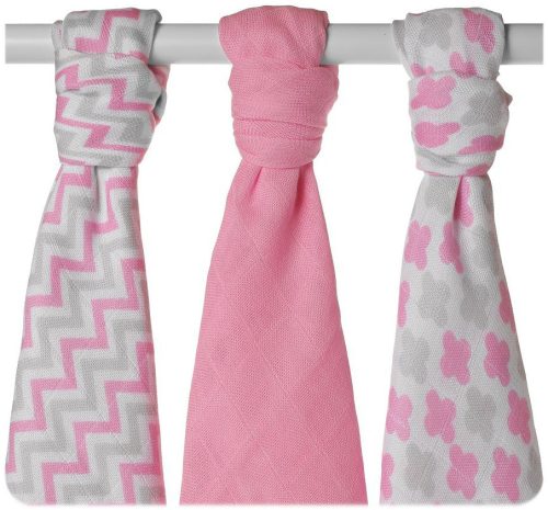 Xkko Bambusz Textilpelenka 70x70 #Skandináv Rózsaszín MIX 3db #BMB070034