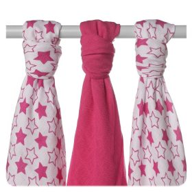   Xkko Bambusz Textilpelenka 70x70 #Kicsi csillagok Magenta MIX 3db #BMB070038