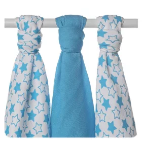   Xkko Bambusz Textilpelenka 70x70 #Kicsi csillagok Cián MIX 3db #BMB070039