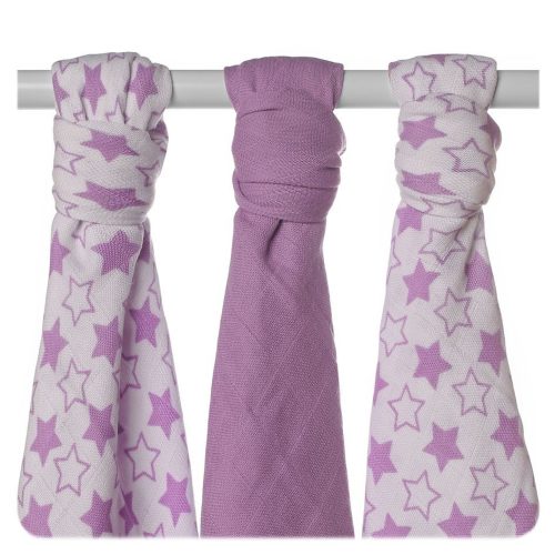 Xkko Bambusz Textilpelenka 70x70 #Kicsi csillagok Lila MIX 3db #BMB070040