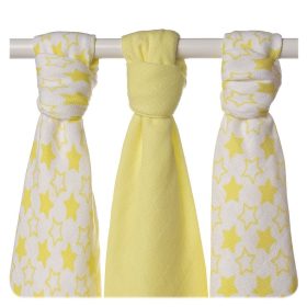   Xkko Bambusz Textilpelenka 70x70 #Kicsi csillagok Sárga MIX 3db #BMB070043