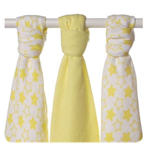 Xkko Bambusz Textilpelenka 70x70 #Kicsi csillagok Sárga MIX 3db #BMB070043