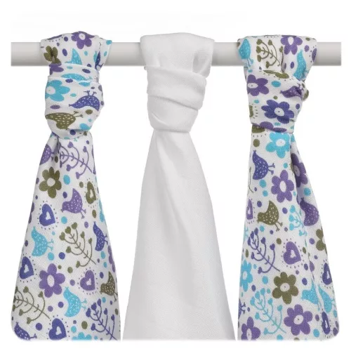 Xkko Bambusz Textilpelenka 70x70 #Flower-Birds boys #BMB070044