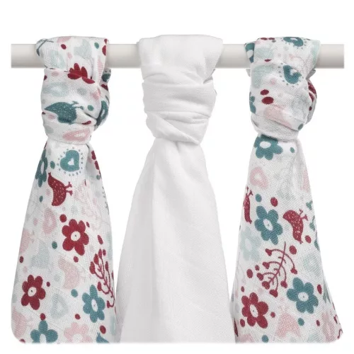 Xkko Bambusz Textilpelenka 70x70 #Flower-Birds girls #BMB070045