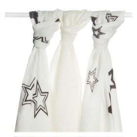   Xkko Bambusz Textilpelenka 70x70 #Csillagok Barna MIX 3db #BMB070013