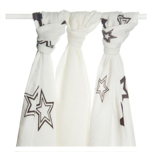 Xkko Bambusz Textilpelenka 70x70 #Csillagok Barna MIX 3db #BMB070013