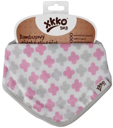 Xkko Bambusz Nyálkendő patentos #Rózsaszín mintás #BMBBND039