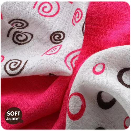 Xkko Bambusz Nyálkendő 30x30 #Spirálok Magenta MIX 9db #BMB030003