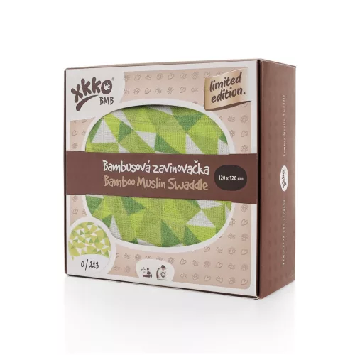Xkko BMB Pelenka-takaró #120x120 #Green Triangles #BMB120035