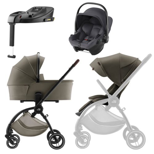 Britax Römer Rio Essential LUX Szett Urban Olive (Rio babakocsi + mózeskosár) + ajándék Baby-Safe Core hordozó és bázis