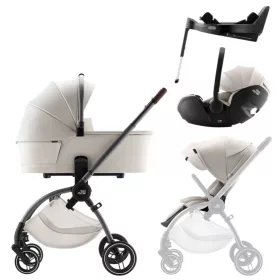   Britax Römer Rio Comfort Plus LUX Szett Soft Taupe (Rio babakocsi + mózeskosár + Baby-Safe PRO babahordozó + Vario Base 5Z)