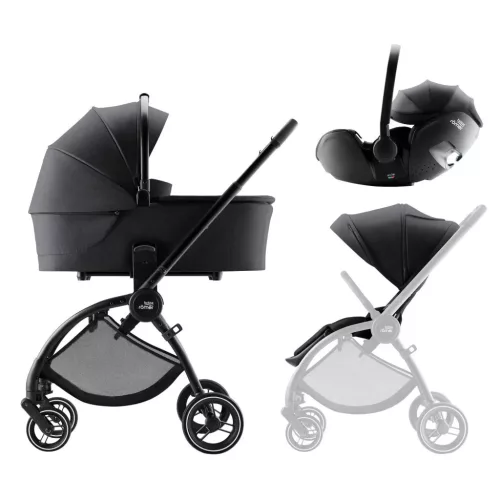 Britax Römer Rio Comfort STYLE Szett Carbon Black (Rio babakocsi + mózeskosár + Baby-Safe PRO babahordozó)