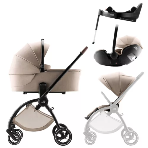 Britax Römer Rio Comfort Plus STYLE Szett Teak (Rio babakocsi + mózeskosár + Baby-Safe PRO babahordozó + Vario Base 5Z)