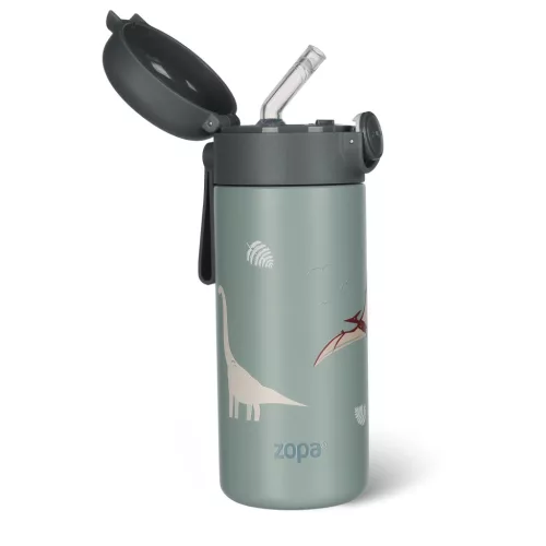 Zopa 350 ml-es termosz szívószállal és szilikon fogantyúval - dínó Dino #ZOP086302