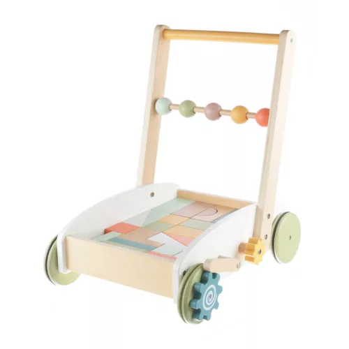 Zopa Fa járássegítő kocsi építőkockákkal Wood #ZOP086078