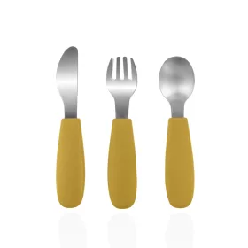   Zopa Szilikon gyerek evőeszköz - mustársárga Mustard Yellow #ZOP086356