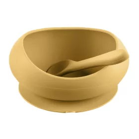   Zopa Szilikon tál tapadókoronggal és kanállal - mustársárga Mustard Yellow #ZOP086360