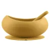 Zopa Szilikon tál tapadókoronggal és kanállal - mustársárga Mustard Yellow #ZOP086360
