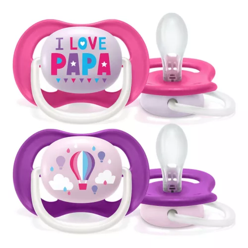 Philips Avent játszócumi Ultra Air 6-18hó 2db lány Text SCF080/04