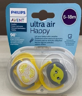 Philips Avent játszócumi ultra air #2db-os #6-18hó #neutral citrus
