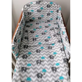   Szeko Tündér print 3 részes ágynemű #Esernyős elefánt - kék