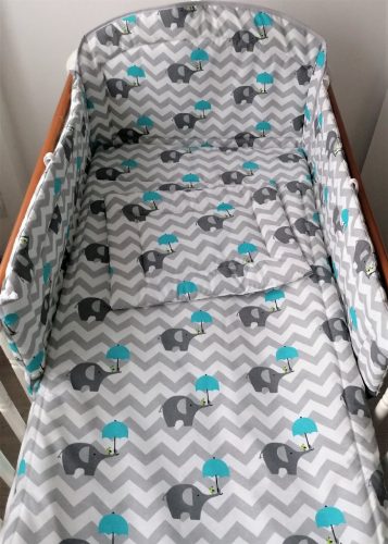 Szeko Tündér print 3 részes ágynemű #Esernyős elefánt - kék