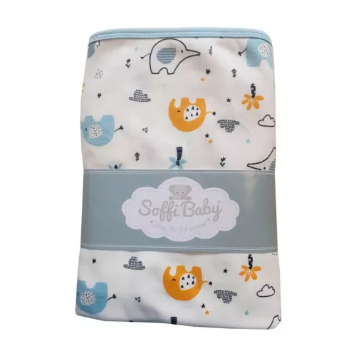 Soffi Baby takaró pamut dupla #75x100cm #elefántok zöld