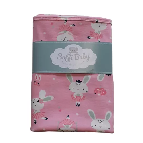 Soffi Baby takaró pamut dupla #80x100cm #nyuszik pink