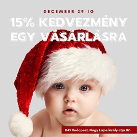 15% kedvezmény üzletünkben egy vásárlásra